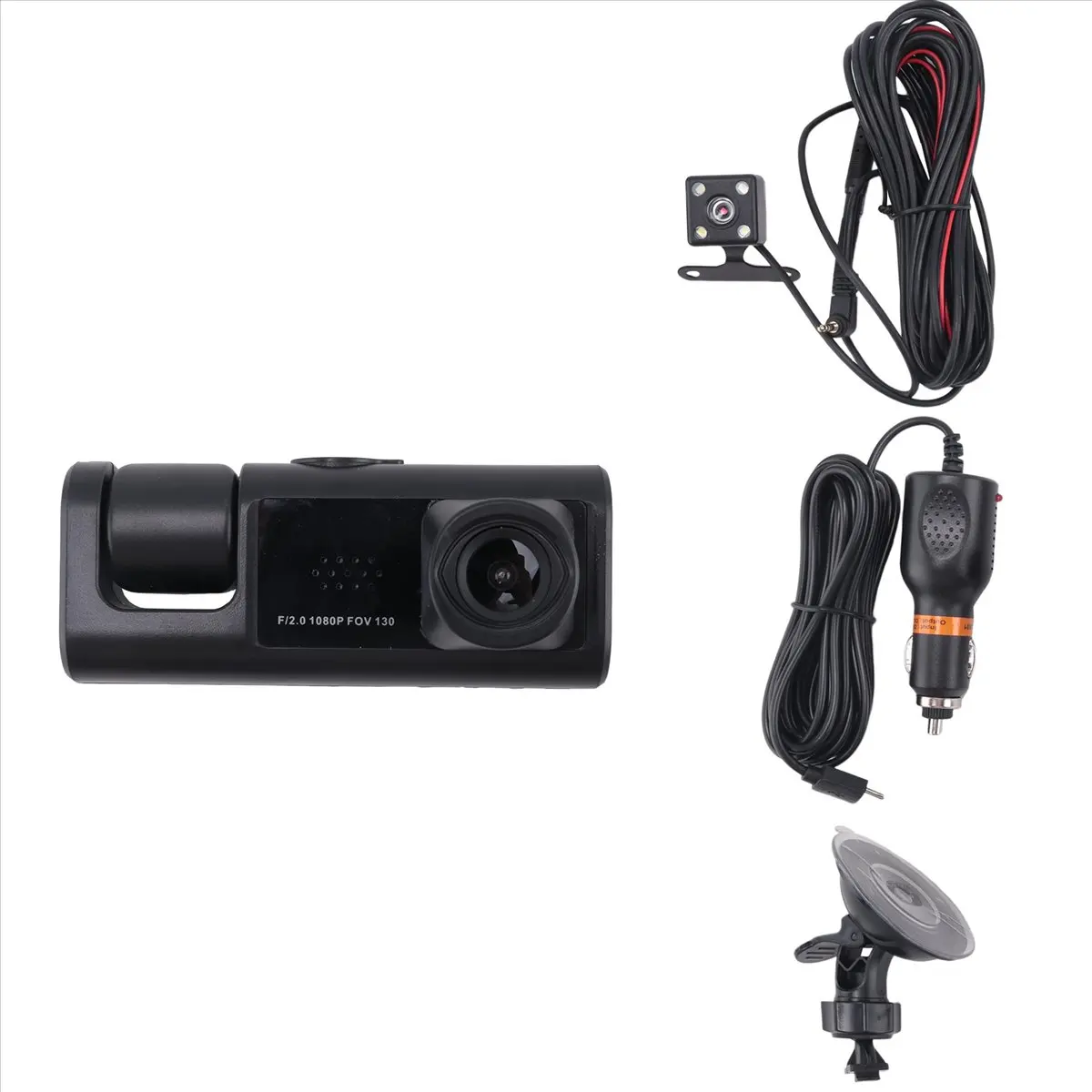 L63A 3 Channel Car DVR Camera , 1080P Dash Camera 3 Way Car Camera with IR Night Vision, Loop Recording, Parking Monitor