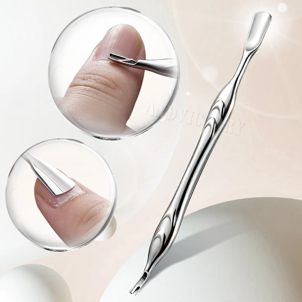 1 Pieza Empujador de Cutículas con Horquilla 2 en 1, Cortacutículas, Herramienta para el Cuidado de Uñas, Removedor de Cutículas, Herramienta para Manicura y Pedicura