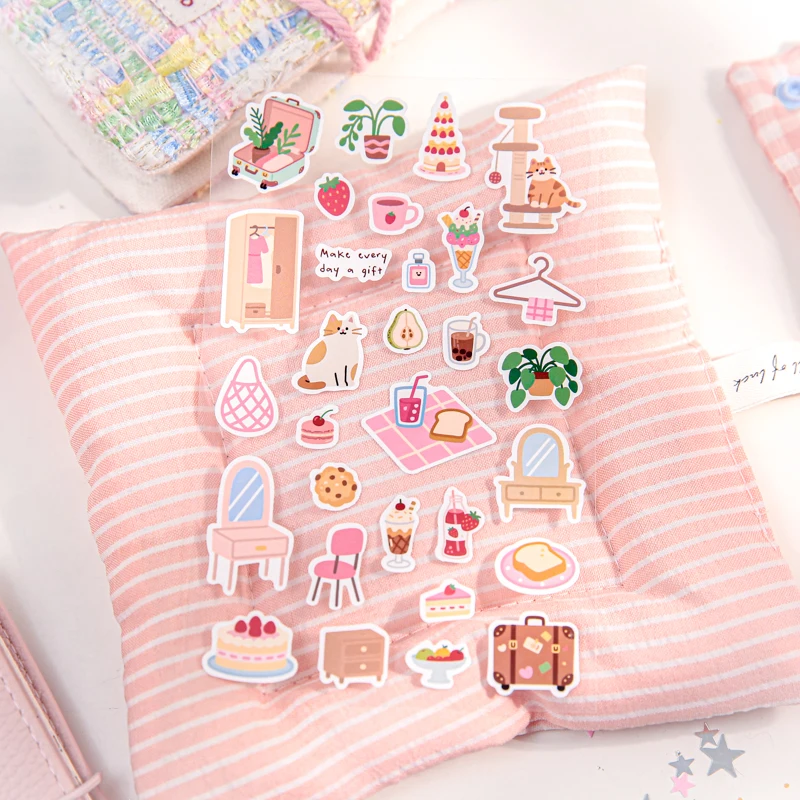 Aesthetic Plants Bakery Stationery Stickers Scrapbooking Material for Junk Journal Decor Artistic Craft Supplies Life Thing