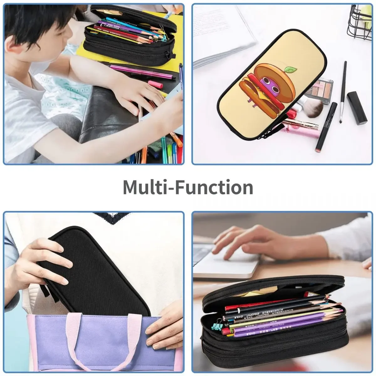 Burger Pikmin Pencil Cases Funny Pikmin Pencilcases Pen Box for Girl Boy Storage Bags School Supplies Gifts Stationery