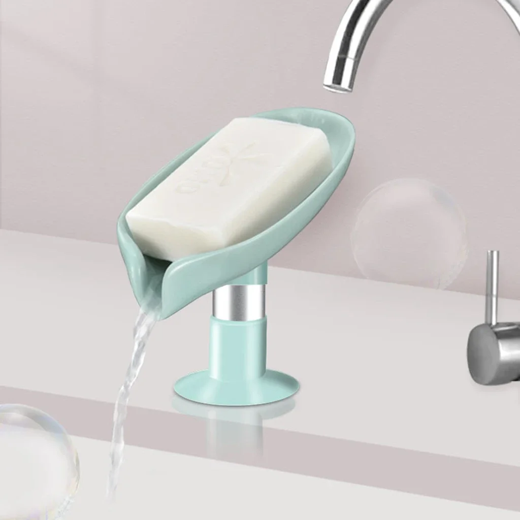 Portasapone a forma di foglia con ventosa Portasapone da bagno Portasapone per scarico doccia Portasapone in spugna di plastica Accessori per il bagno