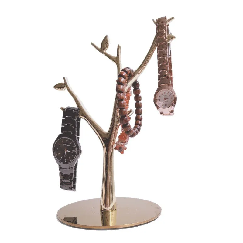 New gold branch jewelry display rack, small jewelry storage rack with gold base, entrance key storage rack