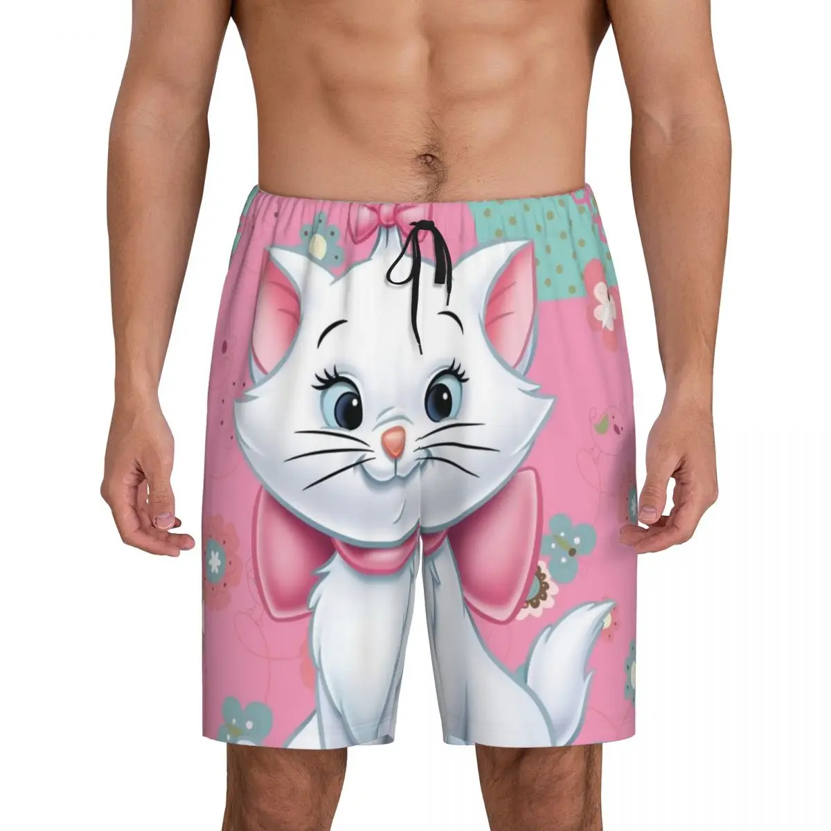 

Custom Cartoon Aristocats Animation Marie Cat Pajama Shorts Men Sleepwear Lounge Bottom Stretch Sleep Short Pjs with Pockets