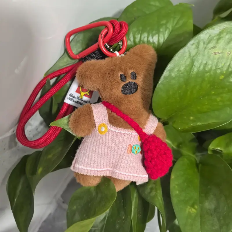 Wykwintne ogrodniczki Pluszowy Miś Lalka Tkana Torba na Ramię Tkana Zawieszka na Sznurku Brelok Urocza Lalka Kreatywny Prezent