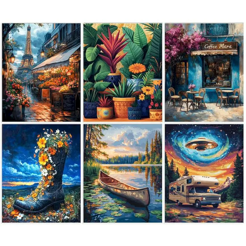 

GATYZTORY DIY Painting By Numbers For Adults Acrylic Paint On Canvas Frame Coloring By Numbers Home Wall Art Decor