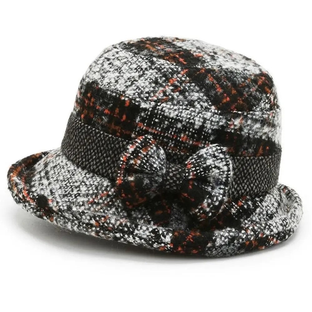 

Fashion Warm Tweed Knit Hat Breathable Dome Bucket Cap Headdress Vintage Fisherman Hat Women
