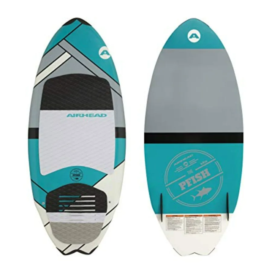 

PFISH Wakesurf Board for wakesurfing, polyethylene construction, blue and white, lightweight and durable skim-style design
