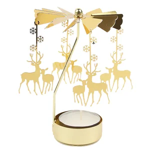 Karussellkerzenhalter für Home Dekoration, rotierender Kuchenstand, goldene Metallkerzen, Schlafzimmerdekoration, Valentinstag, Weihnachten 10 Hauptverkäufe waren Unterstützung und Öl - №10