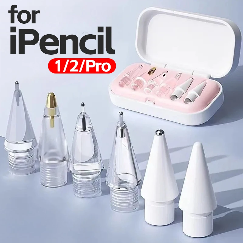 Pontas de lápis de substituição para apple pencil 1/2 gen apple pencil pro 4/6 peças 2b pontas macias para ipad pro ipencil1/2 stylus ponta fina