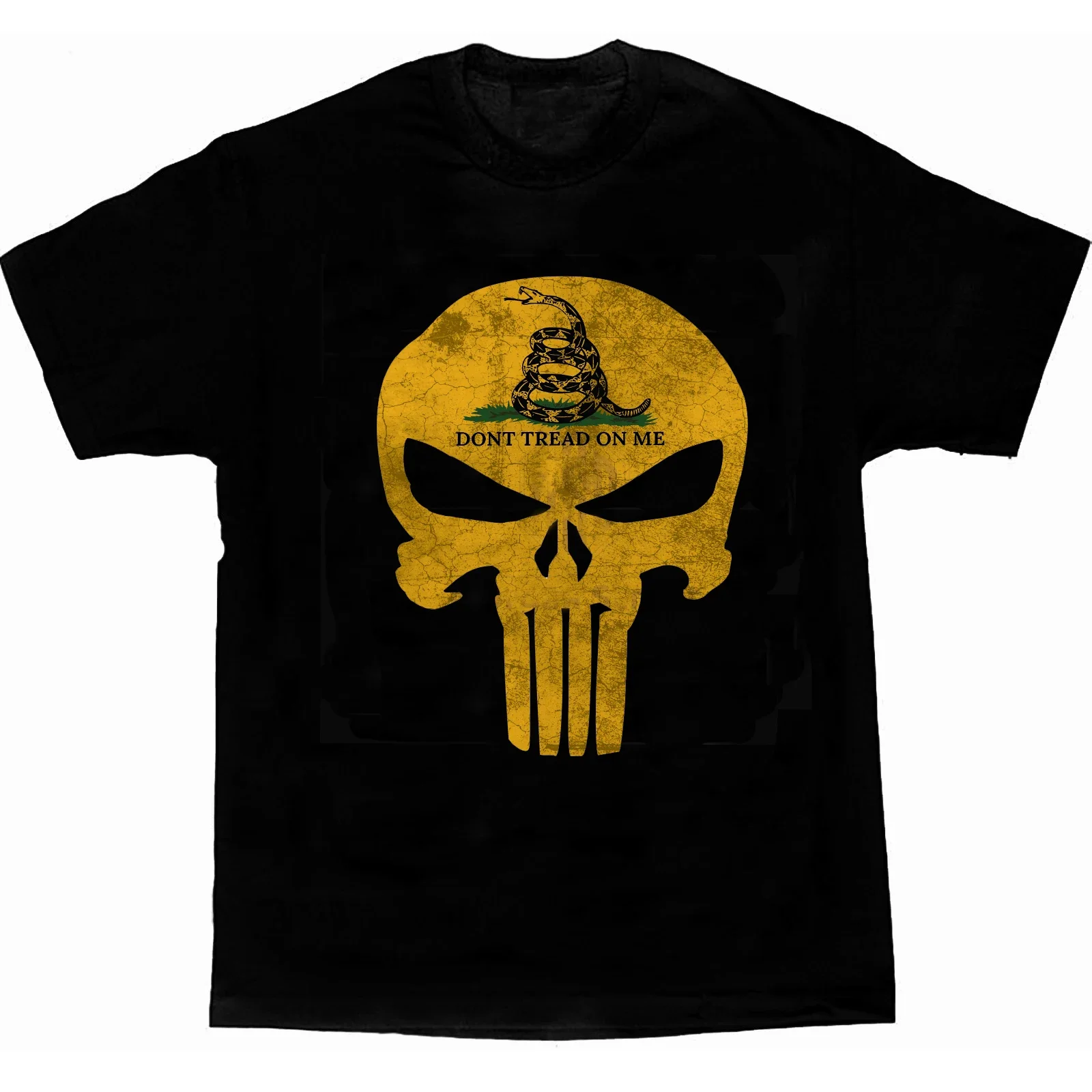 Don't Tread on Me. Unique Rattlesnake Skull Patriotic Flag T-Shirt. Summer Cotton Short Sleeve O-Neck Mens T Shirt New S-3XL
