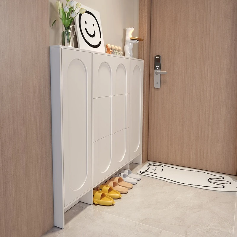 Ultra-thin tipping bucket shoe cabinet, extremely narrow and thin household door entry door and back door storage cabinet