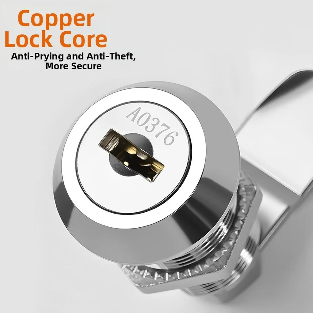 Zinc Alloy Cabinet Door Lock With Copper Core Anti-Theft File Cabinet Locker Security Mechanism Silver