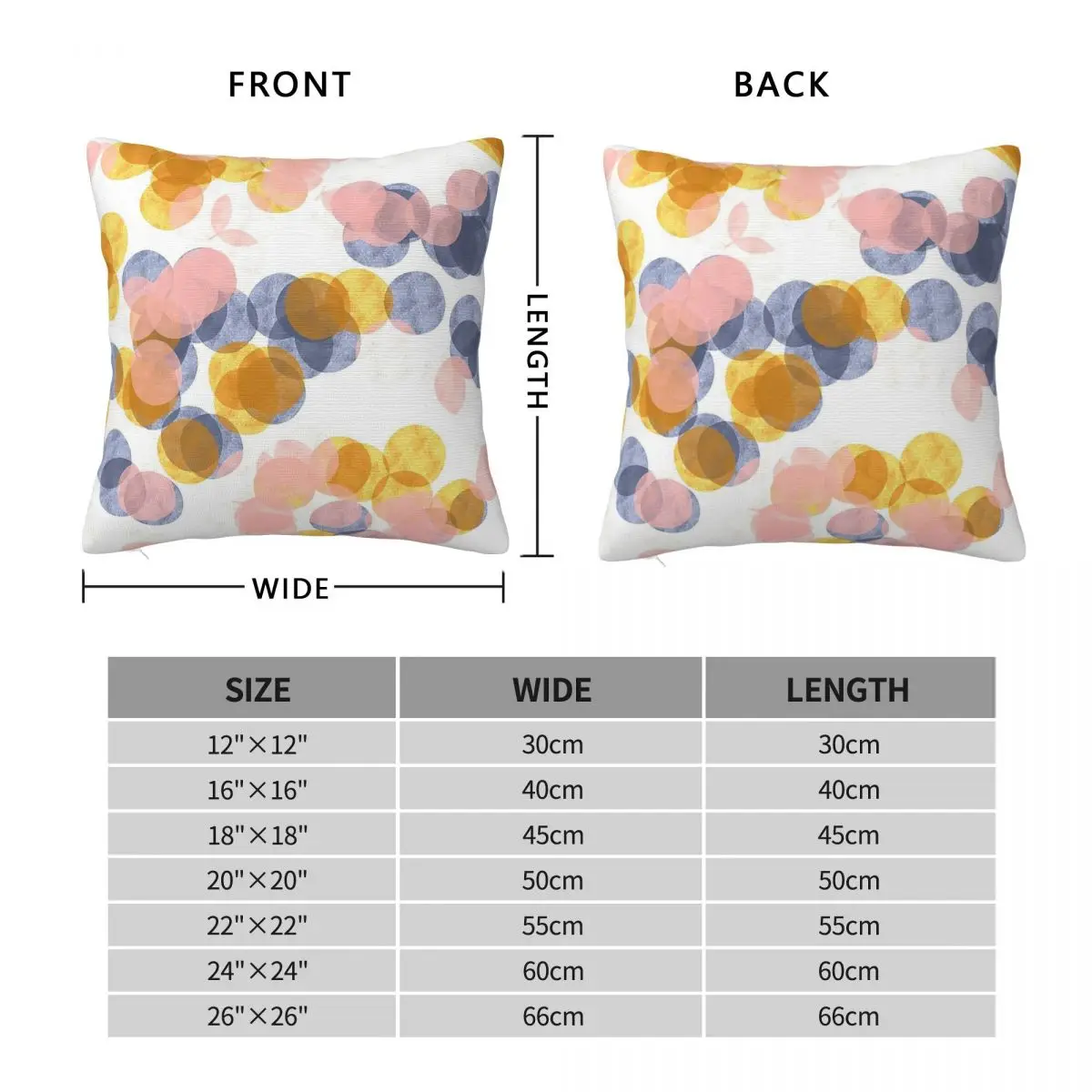 Confetti Dots Navy Mustard Yellow Square Pillowcase Polyester Linen Velvet Creative Zip Decorative Pillow Case Bed Cushion Case