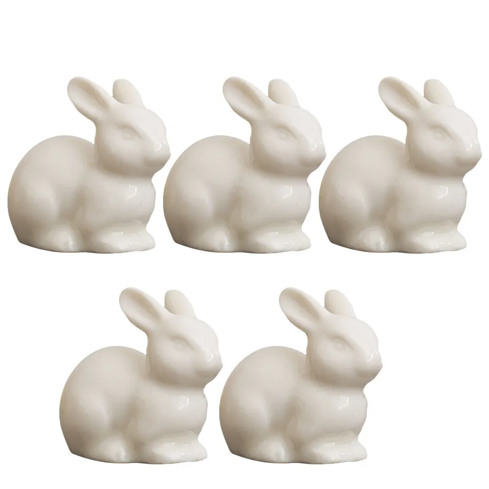 

5 PCS Ceramic Ornaments Rabbit Decor Gardening Bonsai Decorations Ceramics Delicate Micro Landscape Small Vivid Baby