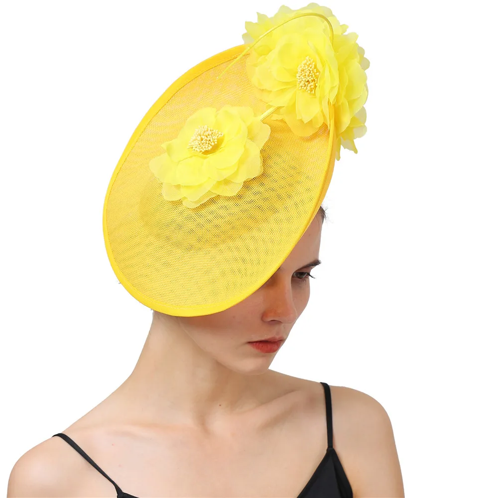 Donne Fancy Big Derby Hat Millinery Fascinators con fiori cappelli accessori Ladies Headwear fasce Fashion Fedora