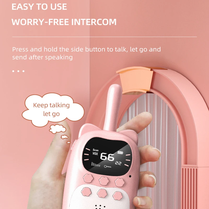 2PCS Bambini Mini Walkie Talkie Ricaricabile 1000mAh Palmare 0.5W 3km Radio Ricetrasmettitore Interphone Bambino Giocattoli Di Natale Regali