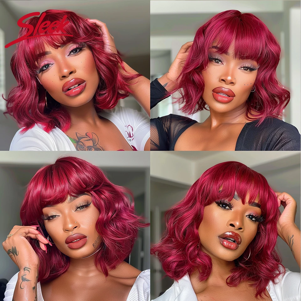 Rambut palsu Bob bergelombang Remy dengan rambut manusia wig Bob merah merah 118 # rambut manusia wig pirang 33 # P4/27 wig rambut