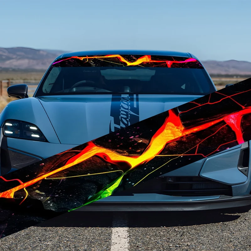

1-piece set Flowing Lava Car Front Windshield Sticker Vinyl Decal Truck SUV Banner Creative Decoration