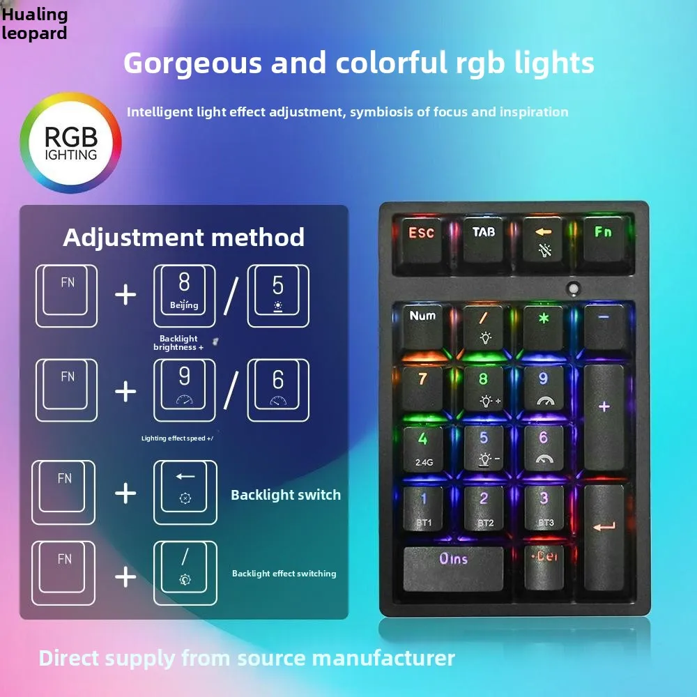 K Tri-Mode Mechanical Numeric Keypad Keys Bluetooth G Usb Rgb Backlit Portable Number Pad Laptop Desktop Accounting Work