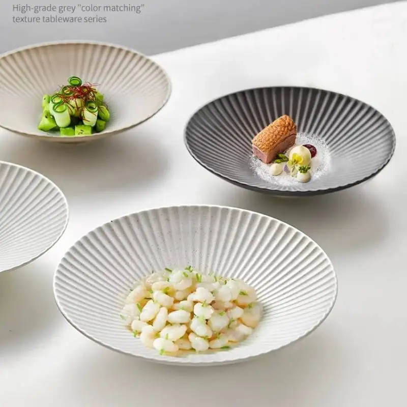 

Designer Elegant Dinner Set Plates Black Nordic European Ceramic Plates Dinner Set Luxury Round Vaisselle Cuisine Kitchen Dishes