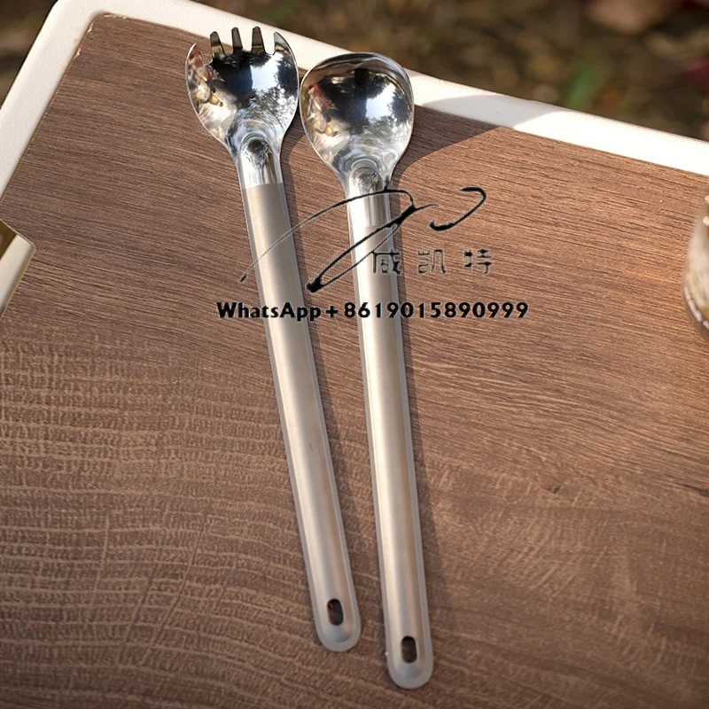 キャンプ用チタンスプーン,ライトフォーク,ポータブル食器,ピクニック,ハイキング,旅行,超軽量食器