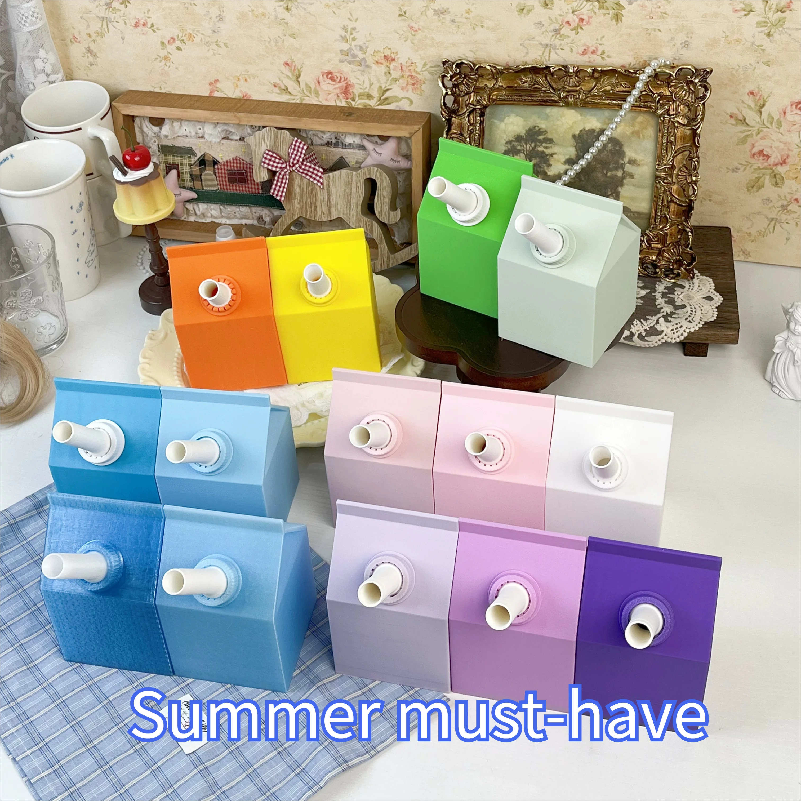 3D Printing Handmade Fan Milk Box Beast Set Summer Fury Cooling Handheld Cute Creative Gift Fury Anime Festival