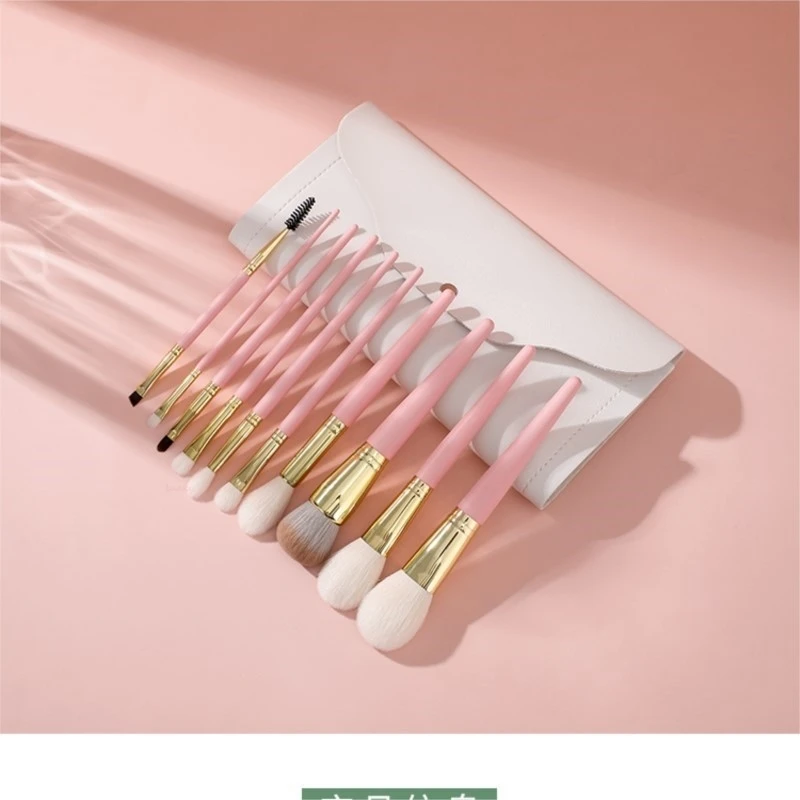 Professional 10Pcs Makeup Brush Set Soft Bristles Including Powder Brush Foundation Brush For Face Eyes And Beauty Tools
