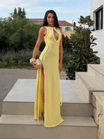 Braided Trim Sexy High Slit Dress Lady Sleeveless Hollow Out Backless Bodycon Maxi Dresses 2026 Summer Elegant Chic Evening Gown - Image 3