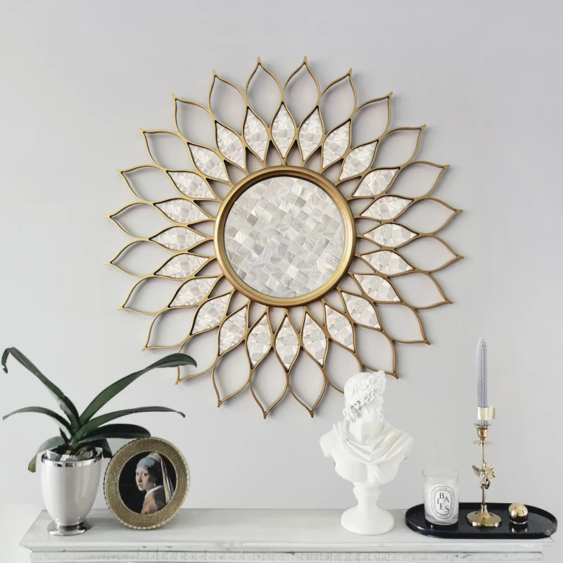 Nordic Irregular Mirror Design Bathroom Wooden Vintage Aesthetic Mirror Wall Mount Macrame Espejo Maquillaje Luz Room Decoration