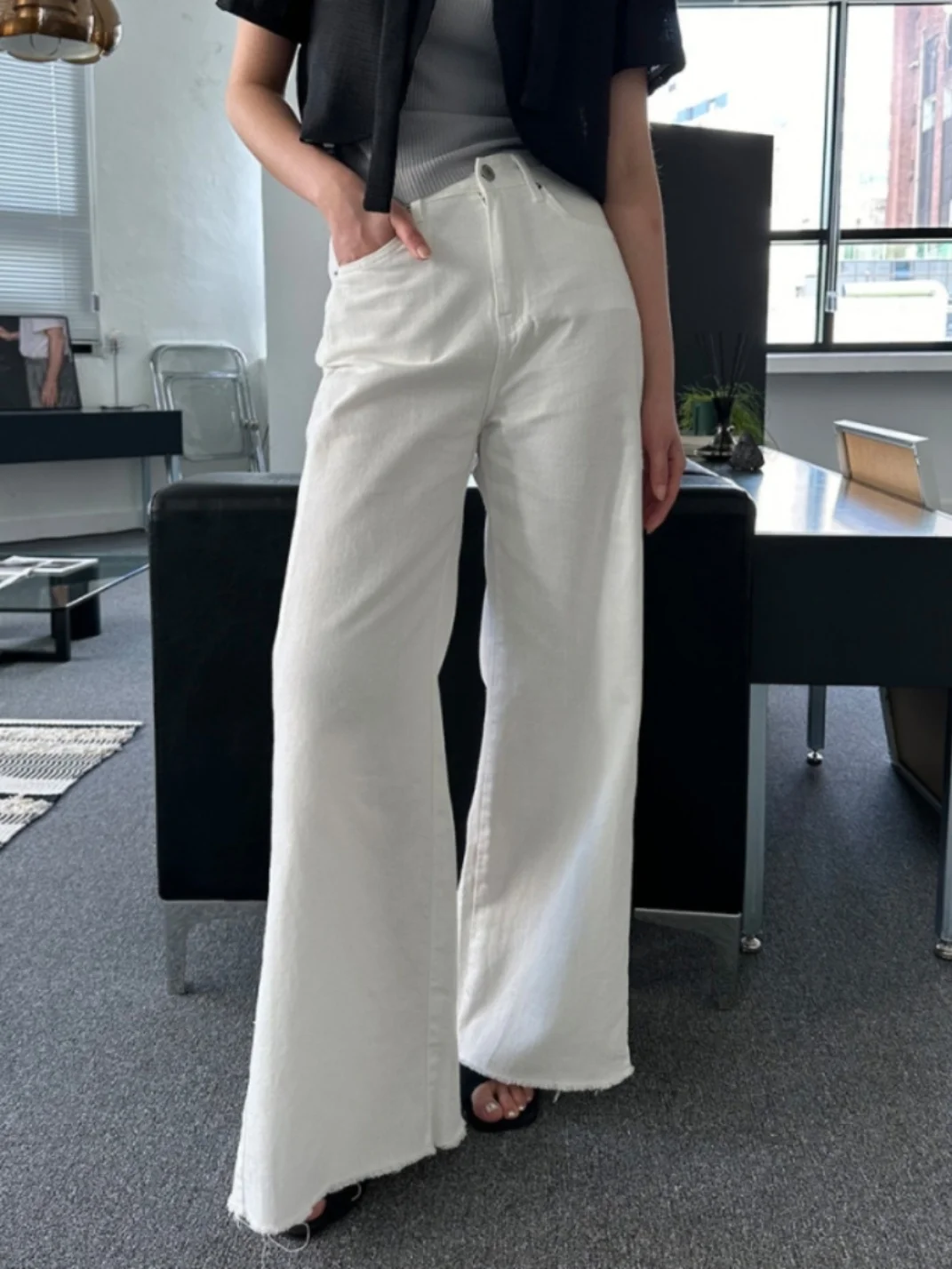 

Широкие джинсы с высокой талией в стиле ретро, женские свободные утягивающие длинные брюки с микро-расклешенными брюками, модные джинсовые брюки, осенний сезон