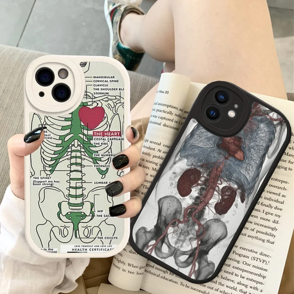 Radiological human organs Skeleton skull Phone Case Hard Leather For iPhone 14 13 12 Mini 11 14 Pro Max Xs X Xr 7 8 Plus Fundas