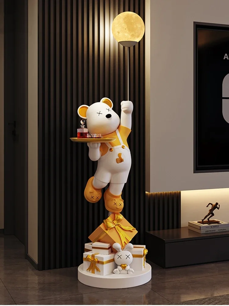 

Home Decor Creative 153CM Vitality Bear Statues Floor Decorations Nordic Living Room Large Welcome Sculptures Artistic Ornaments