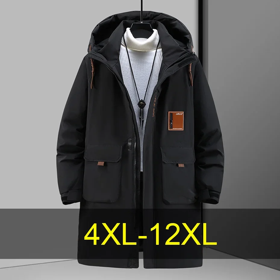 Winter Long Parkas Men 12XL 10XL Plus Size Thick Jacket Waterproof Coat Fashion Casual Cargo Parkas Male Big Size 12XL