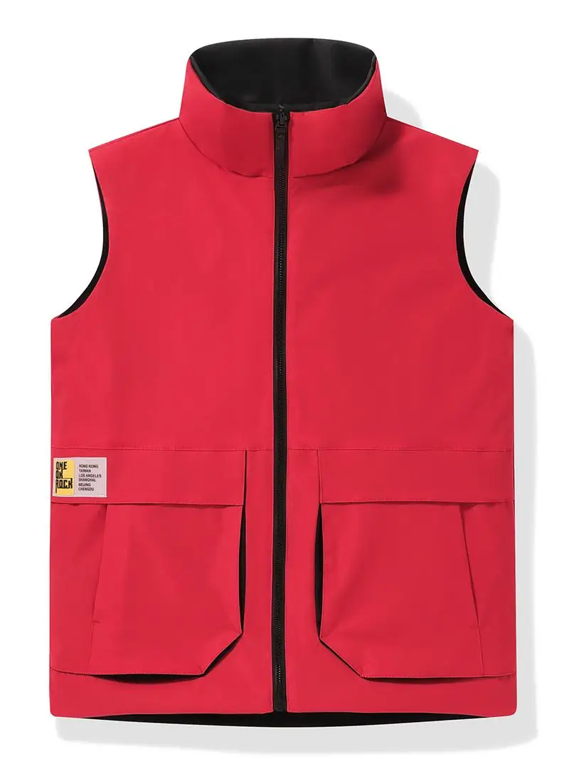 L-7xl Multi Pockets Techwear Tactical Cargo Vest Men Outdoor Photography Fishing Waistcoat Sleeveless Jacket Yellow Red Color