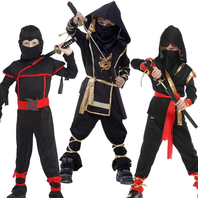 Anime crianças deluxe ninja japonês traje cosplay traje para crianças espadachim war terno carnaval fantasia vestido sem arma xc6759