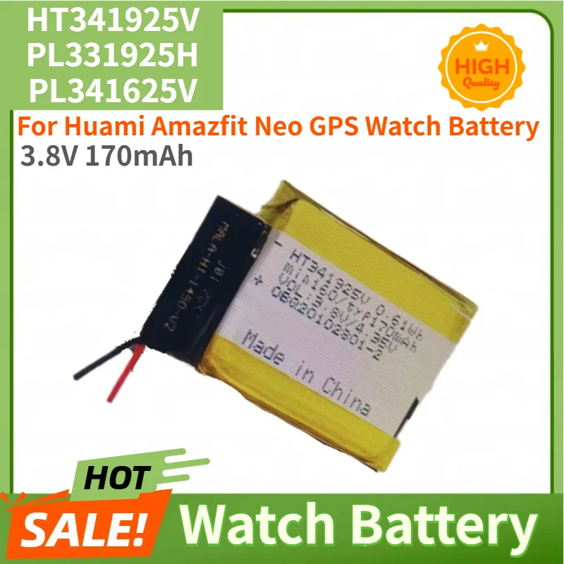HT341925V Watch Battery 3.8V 170mAh for Huami Amazfit Neo GPS HT341925 PL331925H PL341625V High Quality Replacement Battery