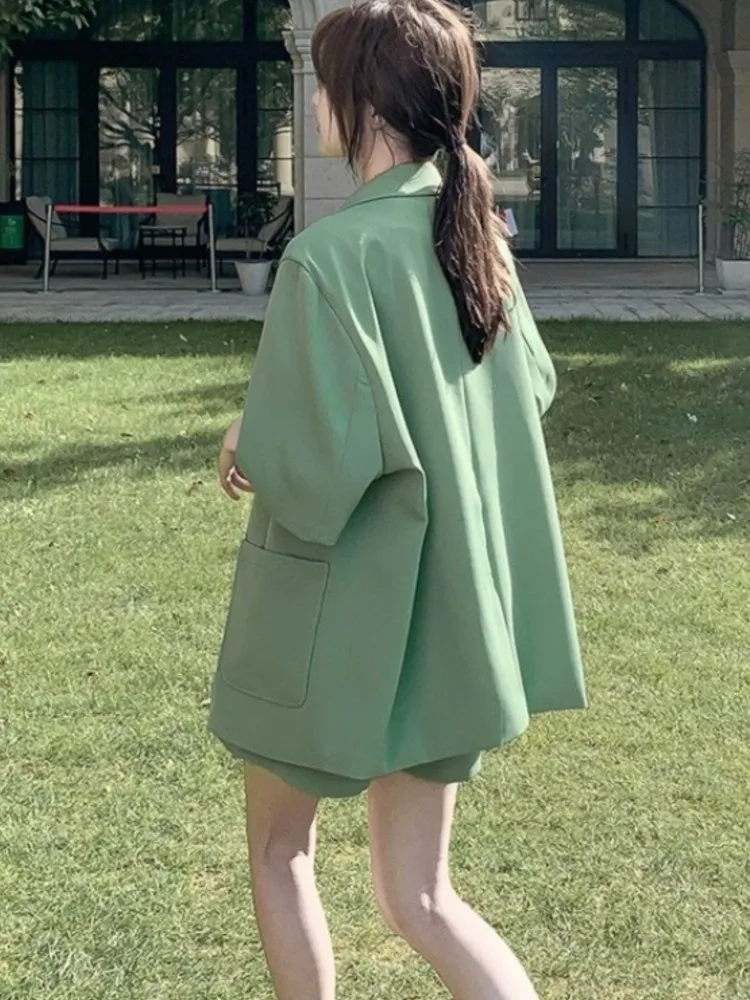 Ensemble de costume deux pièces décontracté à manches courtes pour femmes, léger, de Style coréen, à la mode, minimaliste, Style polyvalent pour les déplacements