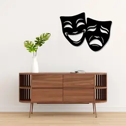 2Pcs Metal Theater Wall Art, Comedy And Tragedy Mask Metal Sign, Actor, Metal Decor Wall Hanging, Gift For Actress Actor Signs