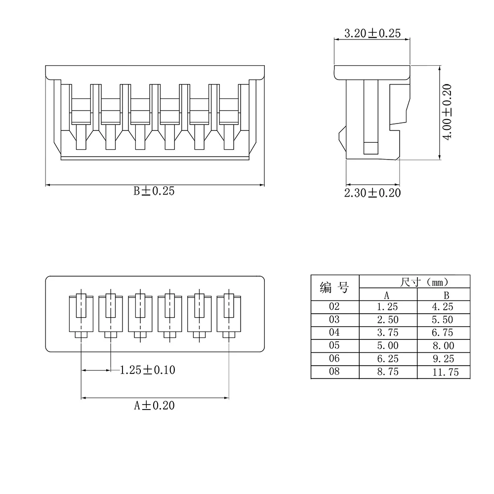 10Pcs Mini JST 1.25mm Pitch MX1.25 2/3/4/5/6/8 Pins Single-ended / Same Direction Female to Female Plugs Wires Connector 28AWG