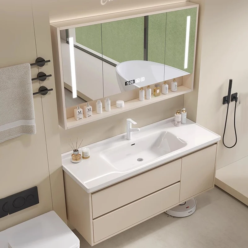 sink smart bathroom cabinet nordic wooden small storage bathroom cabinet organizer toilet meuble salle de bain furniture