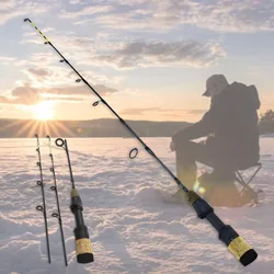 58cm Portable Winter Ice Fishing Rods 2 Tips Spinning Rod Carbon Fiber Ice Pole Ultra-light Carp Ultra Light Fishing Tackle
