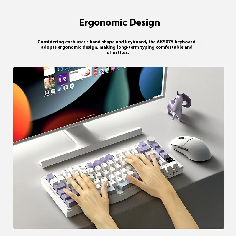 Ajazz  Aks075 Wireless Mechanical Keyboard Bluetooth Rgb Color Screen Gasket Structure Ergonomic Design For Gaming And Typing - Image 3