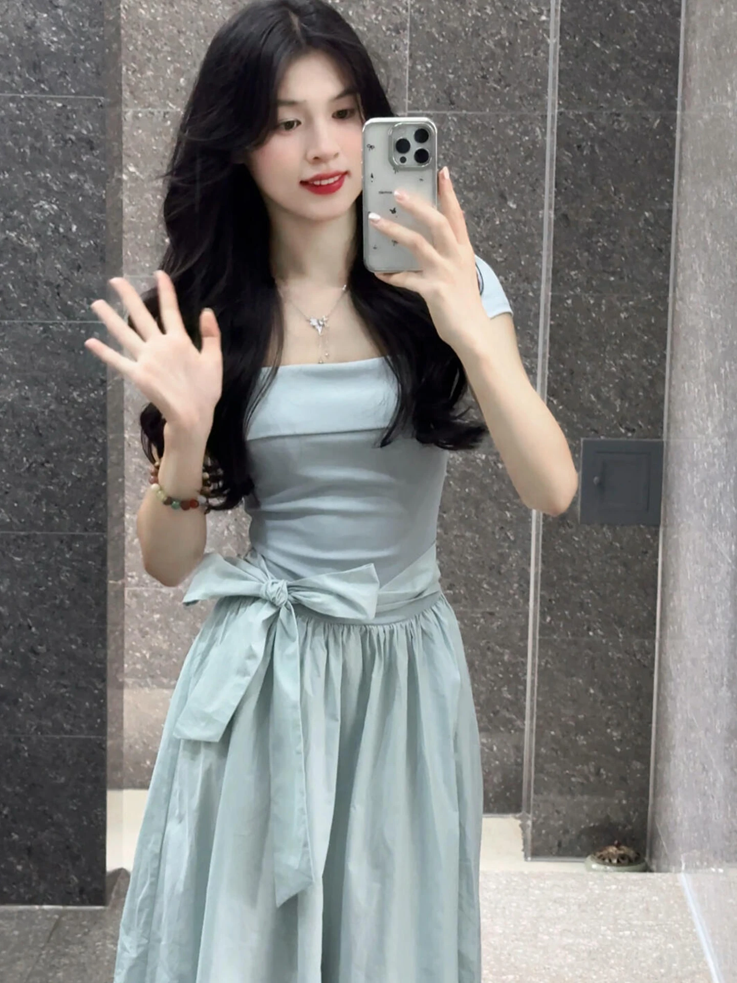 Robe longue pour femme, nouvelle collection été, design élégant, nœud à la taille, style japonais doux et élégant