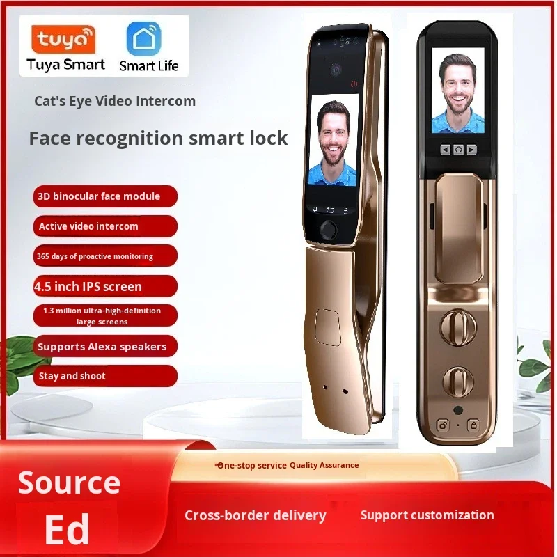 Anti-Theft Door Fingerprint Lock with Face Recognition Capture WiFi Enabled Tuya Smart & Smart Life Model M100RD