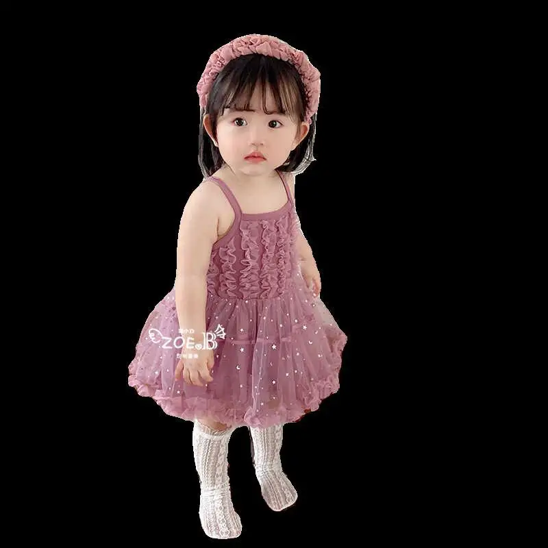 Girls Summer Dress Fashionable Children Princess Tutu Baby Dress Summer Children Strap Fluffy Dress