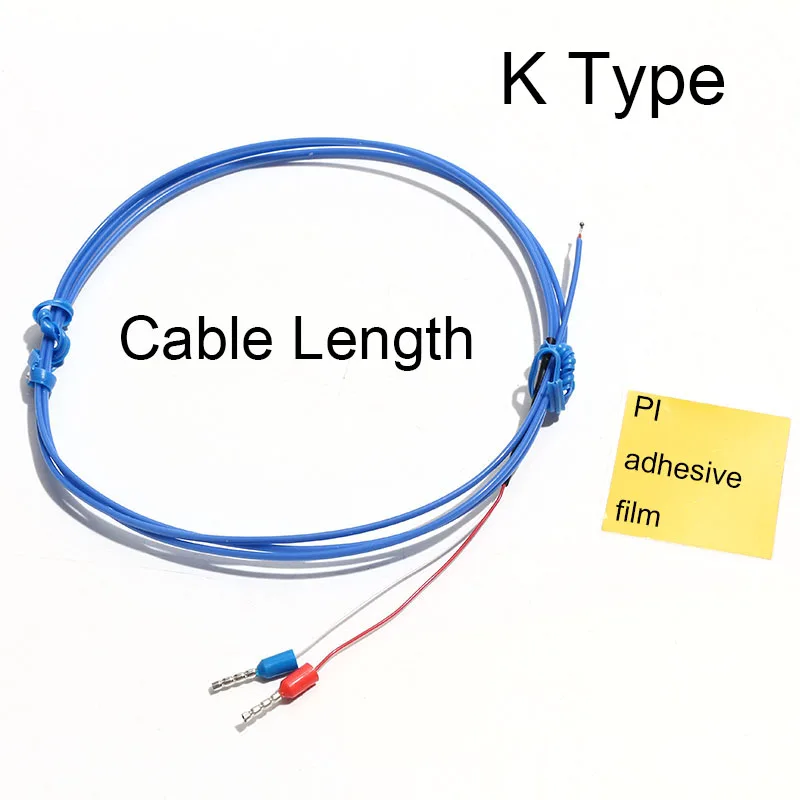 1 قطعة K-نوع J/T-نوع الحرارية يتعرض لحام مشترك قياس درجة الحرارة الاستشعار السريع الحساسة مع فيلم لاصق PI