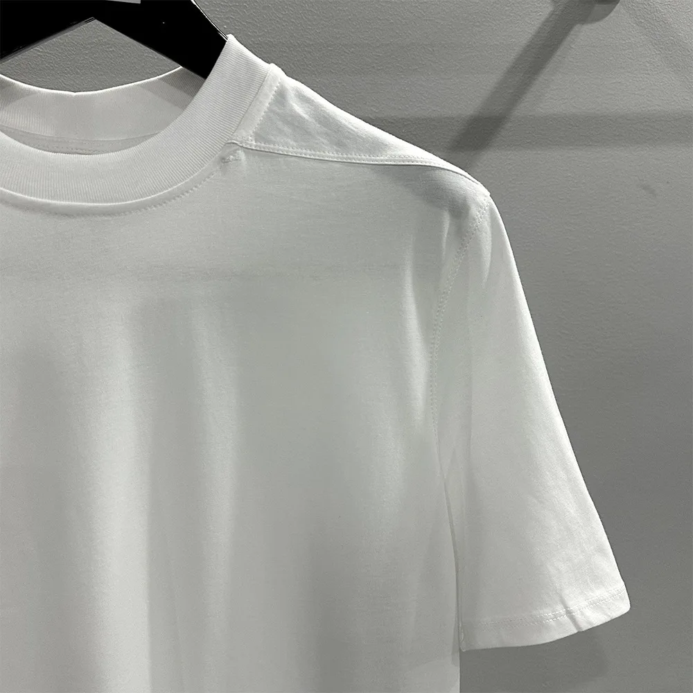 تي شيرت هاي ستريت RO تي شيرت رجالي صيفي بخط مزدوج أساسي بلون سادة للتخسيس من الأسفل أبيض وأسود بأكمام قصيرة تي شيرت #6