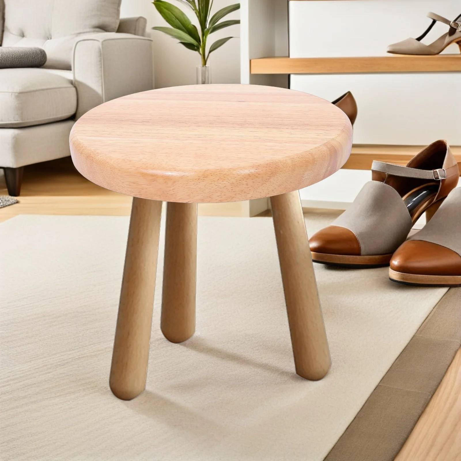 استبدال مقعد البراز المستدير من الخشب الصلب، سطح كرسي الطعام السميك لمقاعد للبار وكراسي المقصف للاستخدام التجاري من الخشب #5