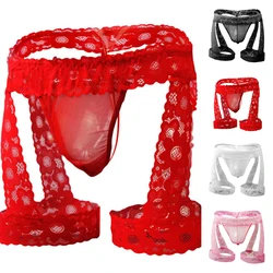 Men's Sexy Sissy Underwear Lace Thongs Enhance Pouch T-Panties Bikini Briefs Erotic Hombre Male Sissy Lingerie Underpants