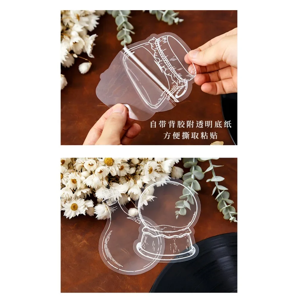 Transparante PET-sticker tas handgemaakte DIY fles gedroogde bloem handgemaakte tent sticker transparante bladwijzer glazen fles decor